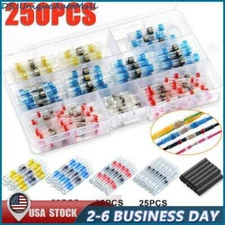 250pcs Solder Seal Sleeve Heat Shrink Butt Wire Connectors Terminals Waterproof