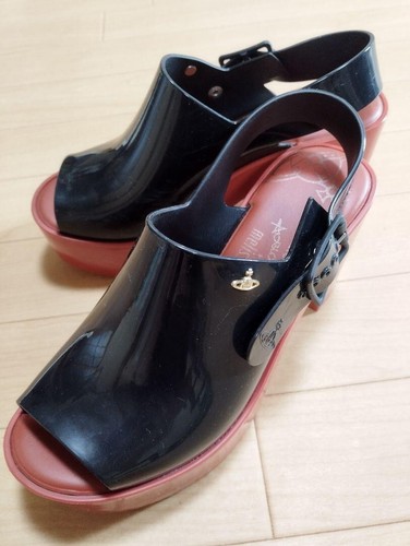 Melissa Vivienne Westwood Anglomania Wedge Sandal Black 7 US /EU 38 From Japan