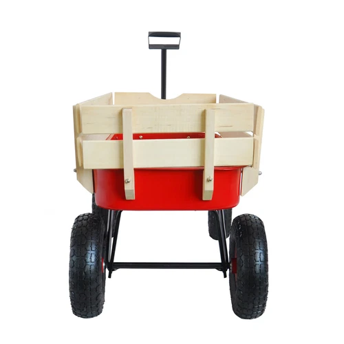 Outdoor Sportwagen Werkzeugwagen Holz Seitenteile Luftreifen Wagen rot - Bild 14 von 20