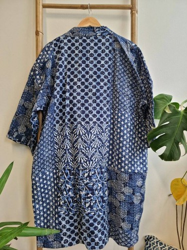 Kantha Quilted Kimono Jacket Indian 100% Handmade Unisex Kantha Coat Jacket Robe - Picture 2 of 6