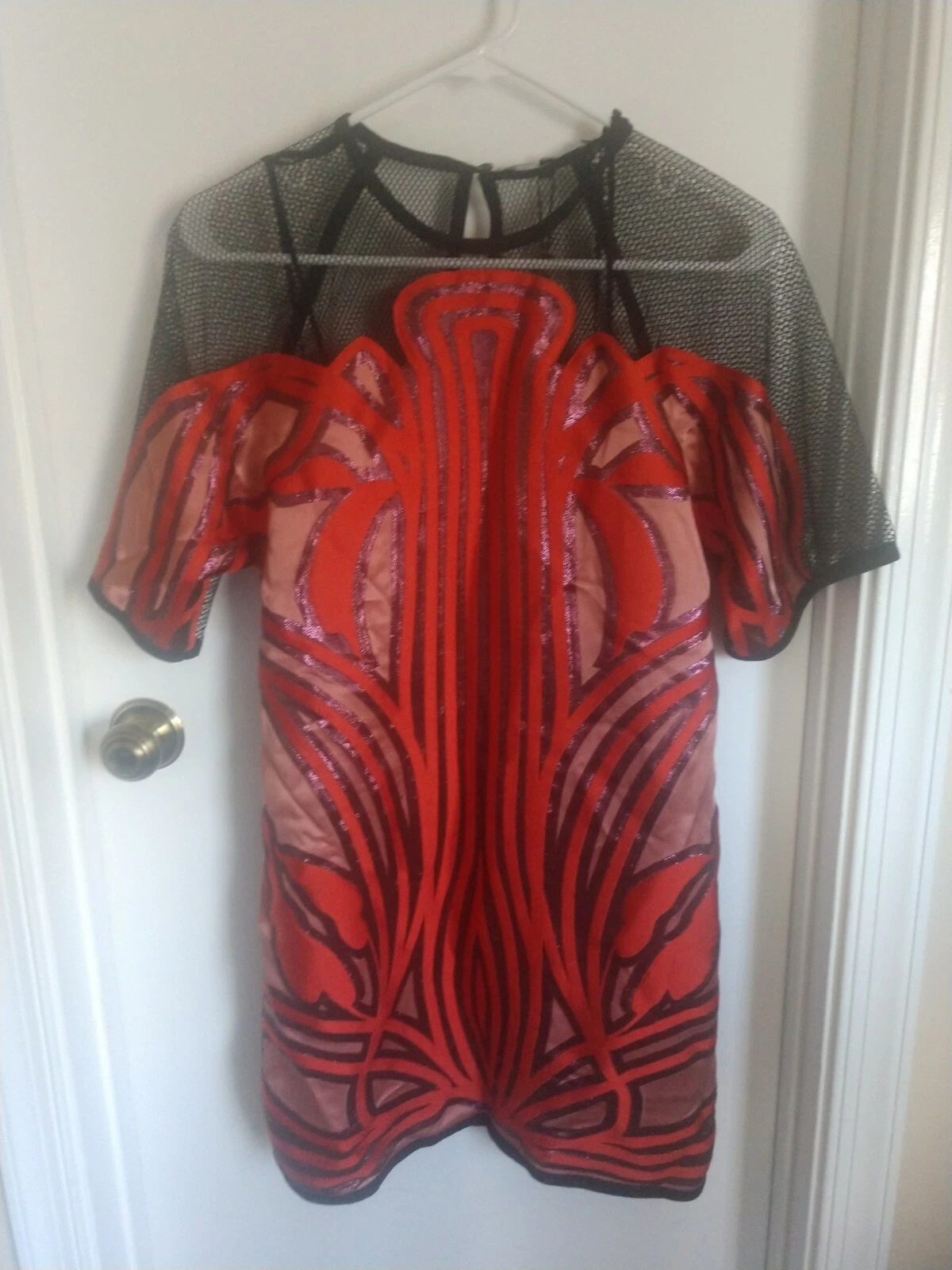 ROBE COURTE IMPRIMÉE 2 CÉLÈBRE GUCCI TOP METALLICS ART NOUVEAU MOTIF 38 2
