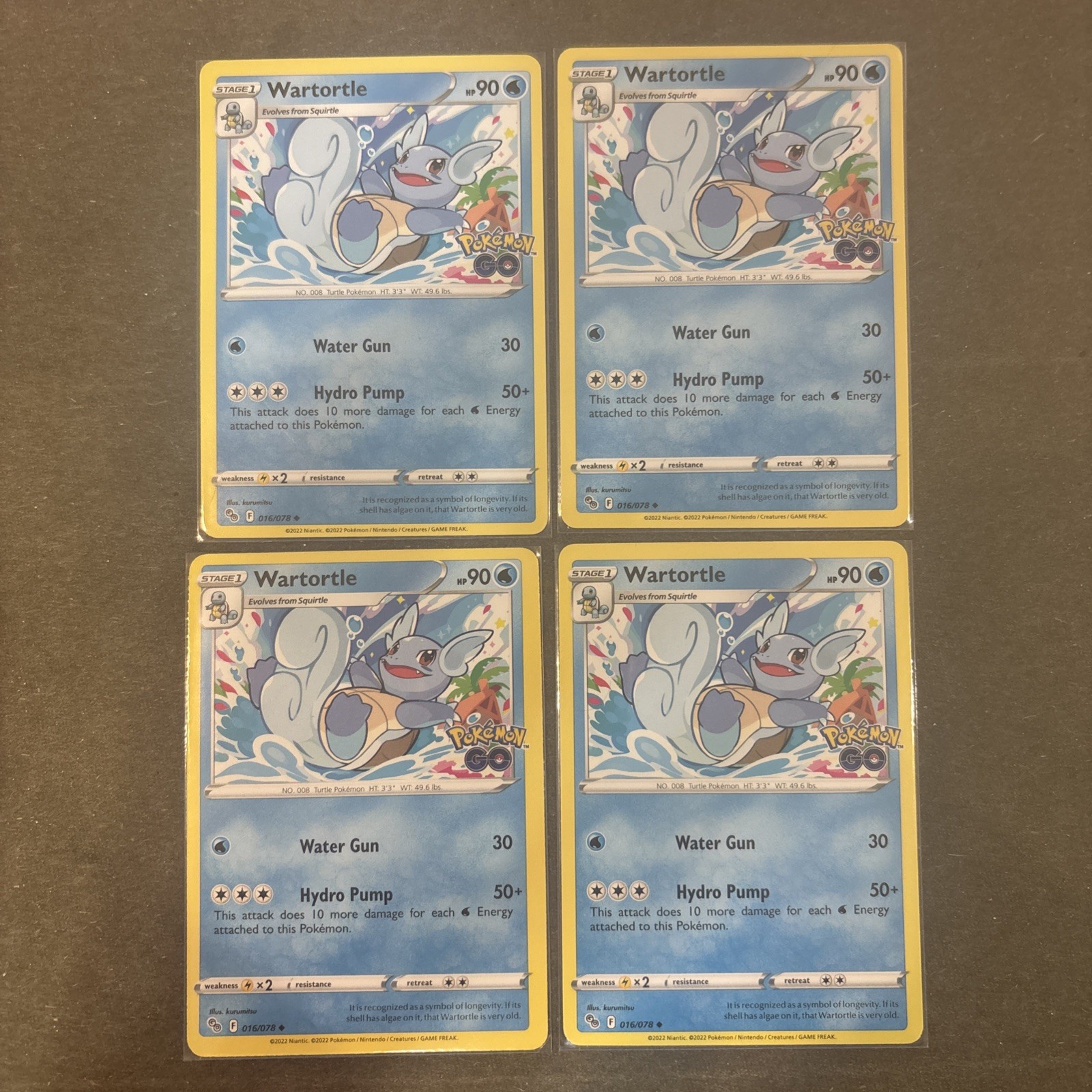 Wartortle 016/078 x4 Regular Pokémon GO 2022 Playset Pokémon TCG NM