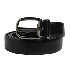 DOLCE & GABBANA Belt Men Black Classic Leather Metal Buckle 95cm / 38in 1120usd