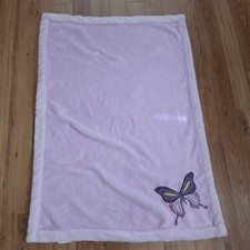 Lambs  Ivy Lavender Purple Pink Butterfly Applique Baby Blanket Plush So Soft