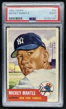 1953 Topps Mickey Mantle #82 New York Yankees PSA 2