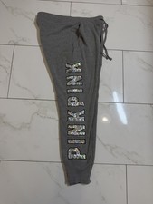 Victoria's Secret PINK Womens Sweatpants Grey with Sequins Bling Y2K Size Medium