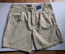 Old Navy Slim Fit Linen Blend Pleated Shorts Men's 34 Beige 7" Inseam Casual NWT