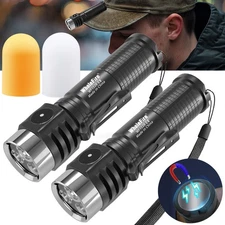 2-4x Pocket LED Flashlight Rechargeable Aluminum Magnetic Flashlight w/Lampshade