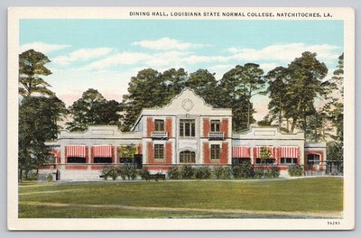 Dining Hall Louisiana State Normal College Natchitoches LA Linen Postcard