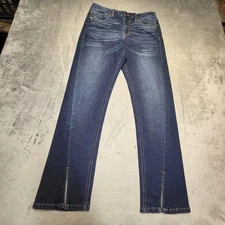 Vigoss Jeans Womens 28 Blue Bowie Twisted Straight Leg Stretch Denim Distressed