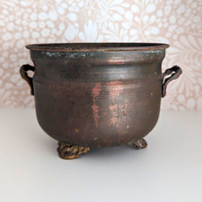 Antique Bronze Brass Witches Cauldron 3 Leg Altar Pot Incense