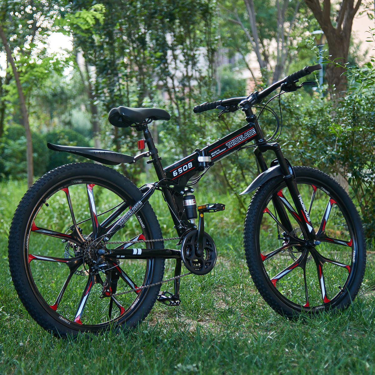 Folding Mountain Bike Bikes 21 Speed Full Suspension Bicycle Men  Women