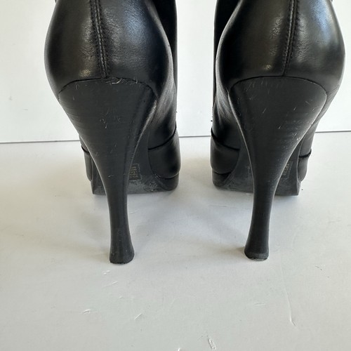 BCBGGeneration BG-DISHY Leather Boots 7B Black High Heel Knee Height Witchy Goth - Picture 6 of 15
