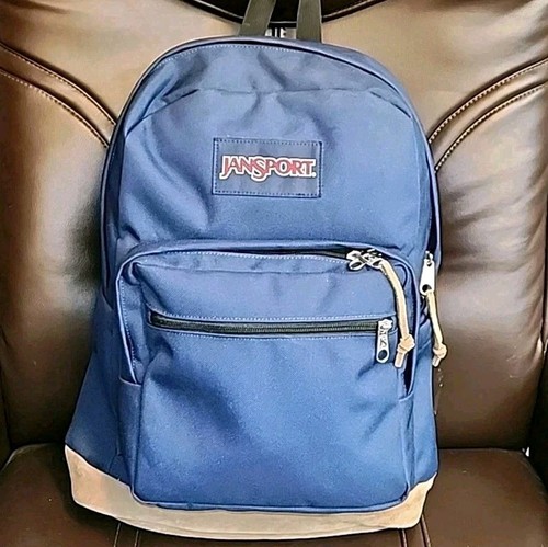 Jansport Backpack Blue Suede Bottom Right Pack Bottle Pocket Laptop Sleeve