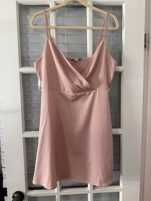 Francesca s Studio 19 Women s L Pink Silky Satin Surplice Mini Dress | SKU 0275
