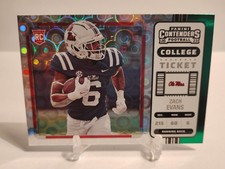 2023 Chronicles Draft Picks #9 Zach Evans College Ticket Green Scope 