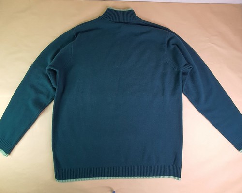 Woolovers Mens Jumper size L Wool Green Quarter Zip - Picture 3 of 12