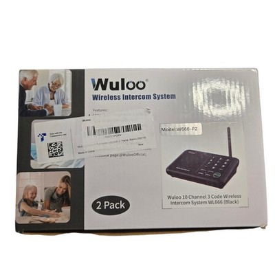 Wuloo Wireless Home Intercom System - 2 Pack Multichannel W666-P2 - Black