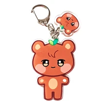 Kawaii Bear Acrylic Keychain Charm Chubi Style Brown Teddy Accessory Anime Gift