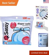 100 Count Disposable Diaper Sacks, Powder Scented, 4-25 Sacks per Roll, Easy-...