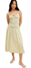 Free People Women’s Lavender Daze Drop Waist Smocked Midi Dress size M NWOT
