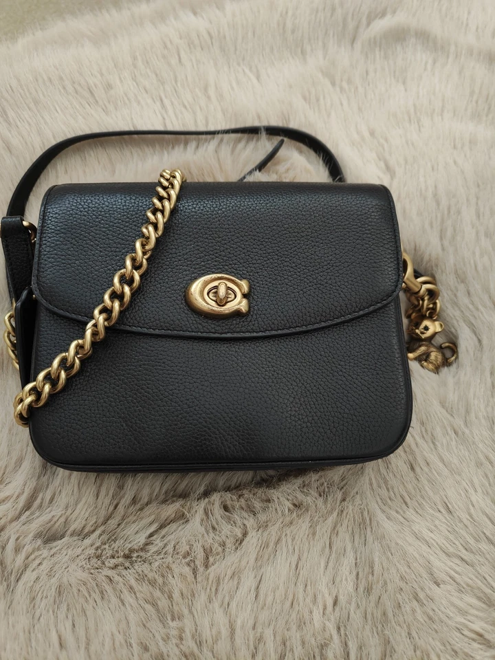 Bandolera COACH Cassie 19 de cuero granulado con cadena asa superior en negro con kit G2U Foto 4 de 4