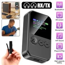 Bluetooth 5.4 Transmitter Receiver Wireless Audio 3.5mm AUX Adapter MP3 Player