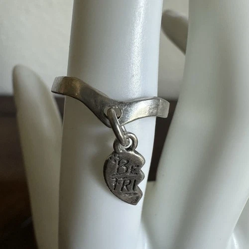 VTG DV Artisan Ring Size 5 Best Friend Charm Dangle 1/2 Heart 925 Sterling 2.3g