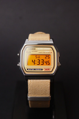 Casio A158WEA-9EF Uhr mit Eigelbschirm beige Nato Armband