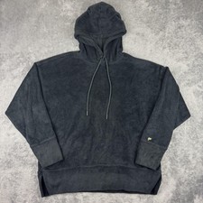 Fabletics Hoodie Womens Medium Black Textured Terry Cloth Pullover Sweatshirt