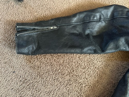 Vtg Custom Motorcycle Genuine Leather PUNK Black Biker Jacket Size 44 - Picture 5 of 9