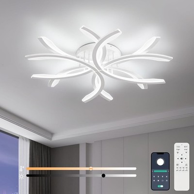 Vloitgol Moderne Dimmbare Deckenleuchte LED, 90W 7200LM Acryl Weiß LED Dim