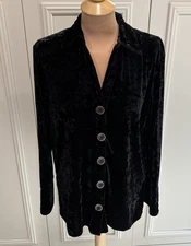 Vintage Harve Benard Women’s Black Velvet Shirt Jacket Size XL Whimsigoth Goth