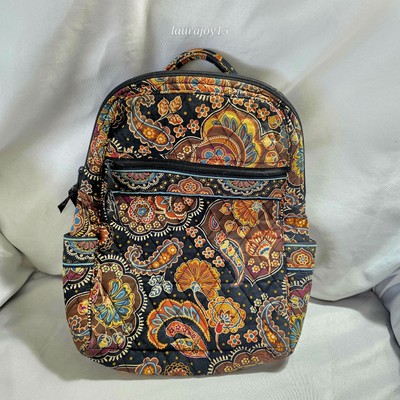 Vera Bradley Backpack Bag Paisley Boho Mini Quilted Brown 