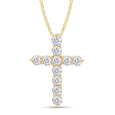 DIAMOND CROSS NECKLACE LAB GROWN DIAMOND CROSS NECKLACE FOR HER 0.40CTW