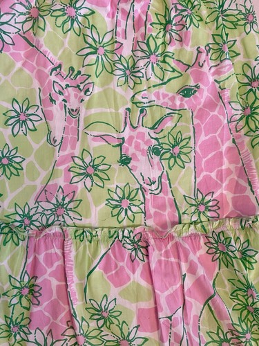 Vintage Lilly Pulitzer Tiered Prairie Skirt Pink Green Giraffe Beaded Womens M - Picture 11 of 18