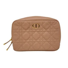 DIOR/ChristianDior Cannage Stitch - Pink Beige Leather Pouch