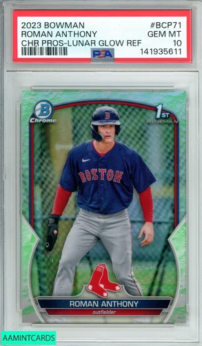 2023 BOWMAN CHROME ROMAN ANTHONY #BCP71 CHR PROS-LUNAR GLOW REF RC PSA 10