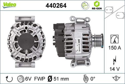 Lichtmaschine Generator 51mm 6 Rillen 150A VALEO für MERCEDES SPRINTER 3,5-t
