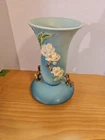 Vintage Roseville Pottery Vase In Apple Blossom Pattern 1948-1949 Blue