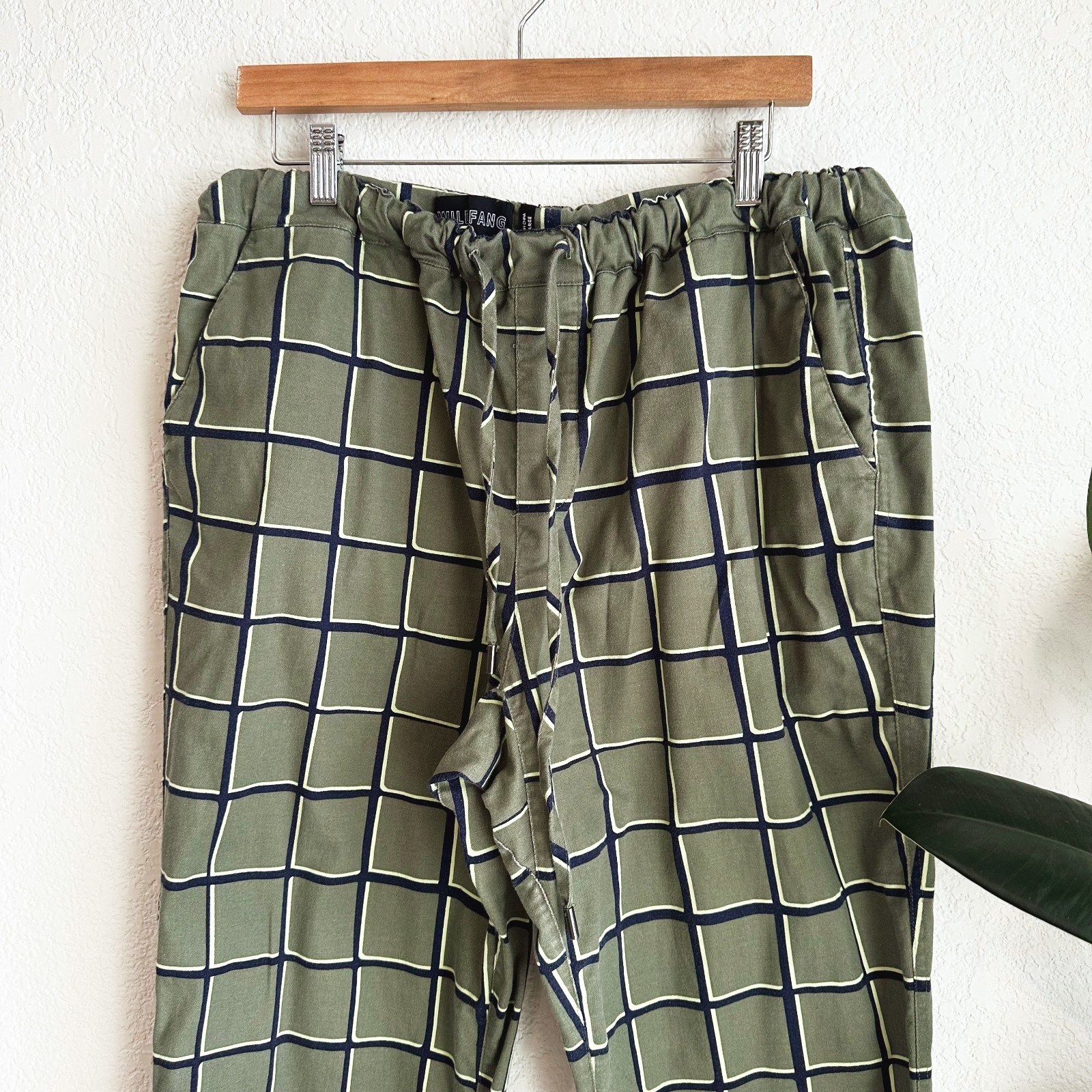 Wildfang Essential Drawstring Windowpane Trouser … - image 2