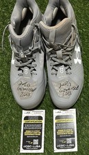 JUNIOR CAMINERO SIGNED 2025 AUTOGRAPHED GAME USED GRAY UA CLEATS AUTHENTIC JSA