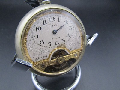 Vintage Rare Ancre 8 Tag  8 Days Jours Swiss Made Open Face Pocket Watch Repair