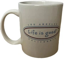 Life Is Good Los Angeles California 3.75” High White Coffee Tea Cup Mug EUC