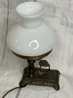 Vintage Brass & Milk Glass Shade Courting Finger Lamp Mini Hurricane Table Lamp