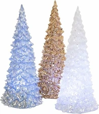 Transpac Light Up Tree Metallic Glitter 10X4 Acrylic Christmas Holiday 3Pc