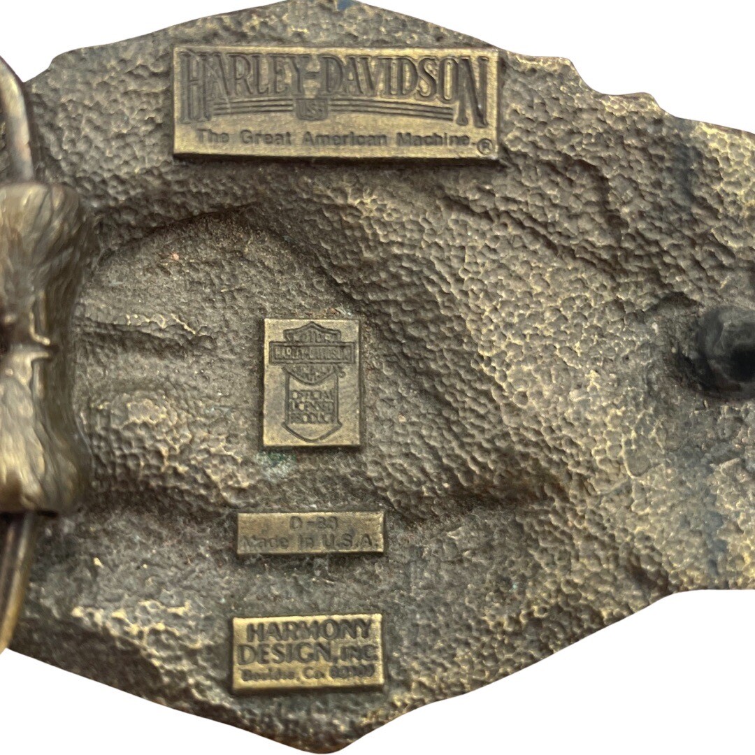 RARE Siskiyou 1989 Brass Harley Davidson USA Belt Buckle Harmony Design