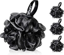 Yoget Charcoal Bath Loofah Sponge, 4 Pack Black 60G Large Shower Mesh Ball Soft