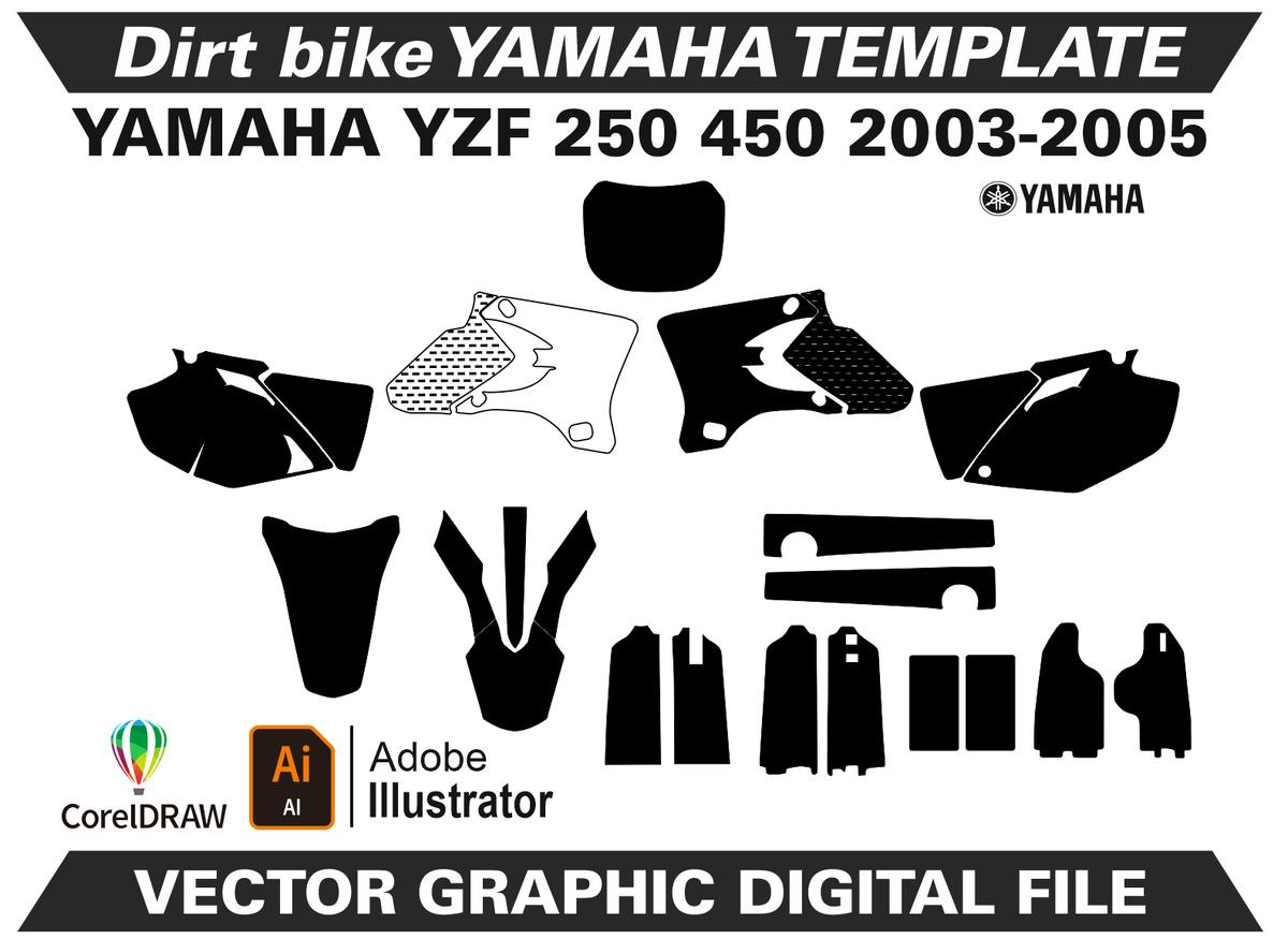 Yamaha YZF 250 450 2003-2005 Template Vector Format Ai CDR EPS M21