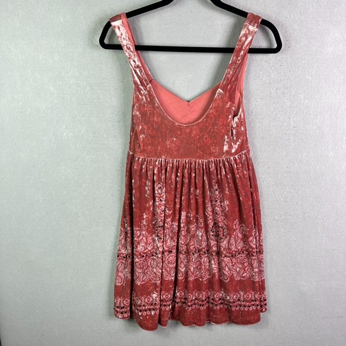 Free People Velvet Dress XS Floral Paisley Primrose Pink Underground Boho Sequin - 第 5/16 張圖片